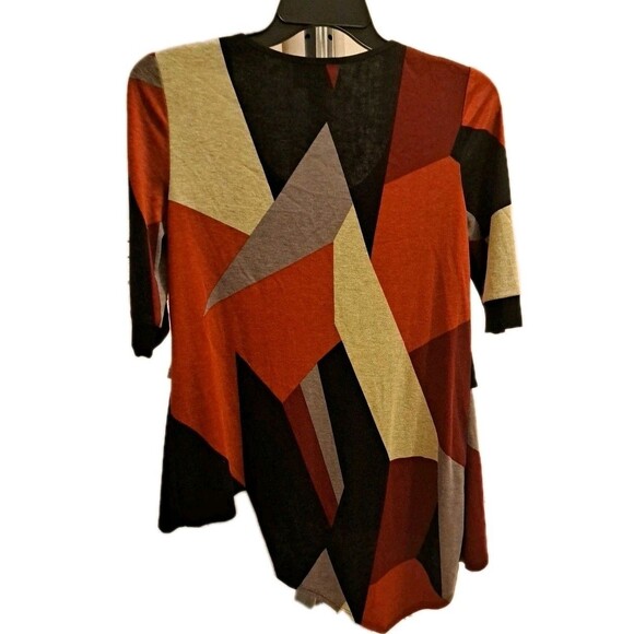 Joseph Ribkoff Geometric Knit Tunic Top Women's Sz 10 Asymmetrical Artsy Retro - Picture 7 of 9
